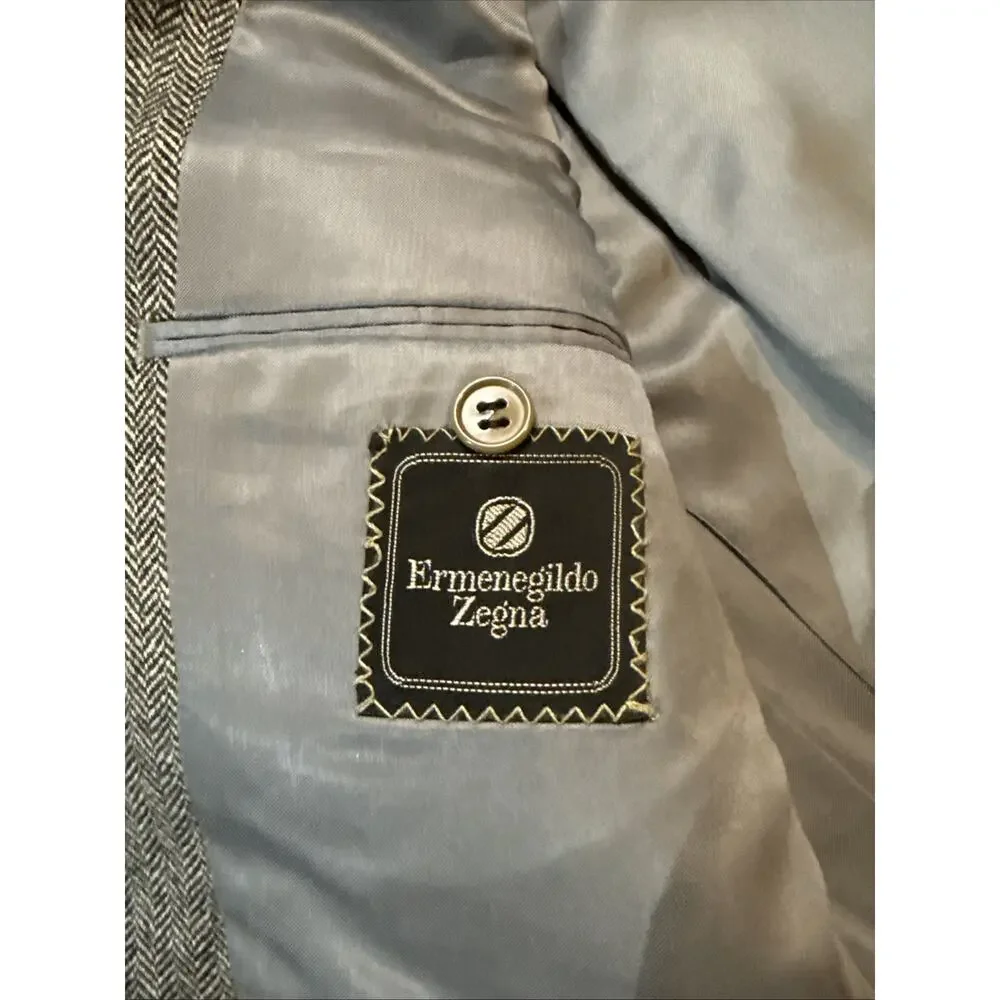 Ermenegildo Zegna Sport Coat 42R 52EU Wool Cashmere Herringbone Made In Italy - Picture 5 of 13